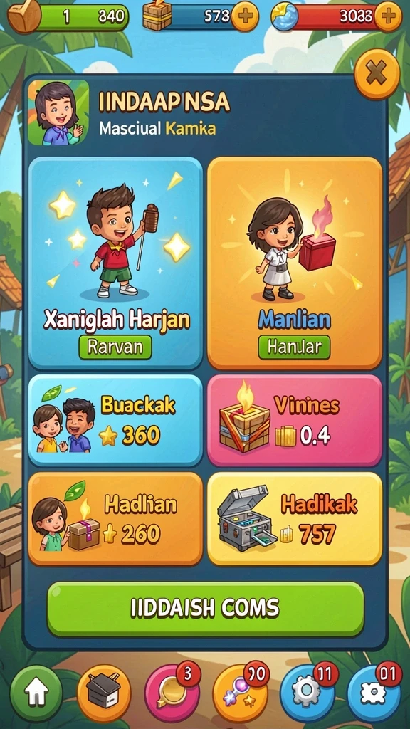 hao788 - Tampilan awal yang menarik dengan karakter-karakter unik.